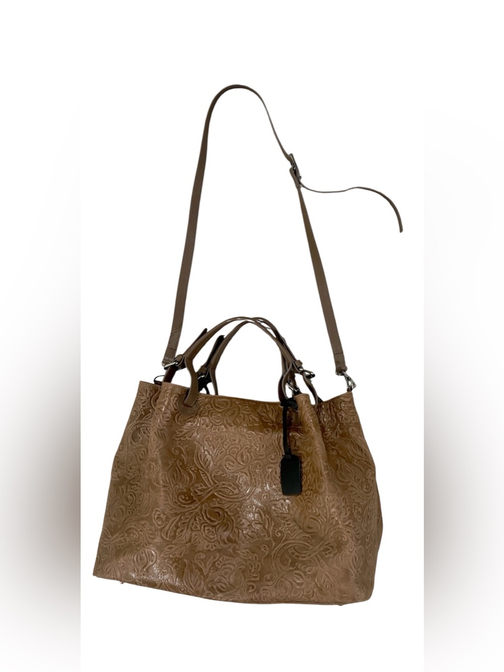 Viola Gigli Handmade in Italy textured Brown Leather Tote Bag.